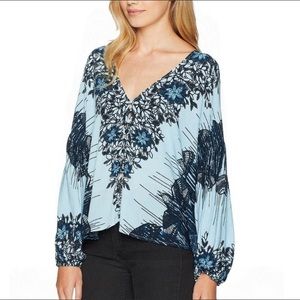 Free People Birds Of A Feather Long Sleeve Button Detail Top